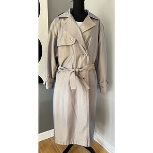 Vintage 80s90s London Fog Iridescent Blue/Gray Long Trenchcoat Raincoat Size 10